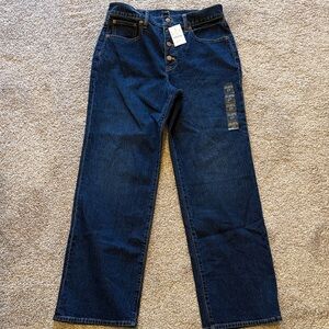 J. Crew Dark Blue High-Rise Wide Leg Jeans